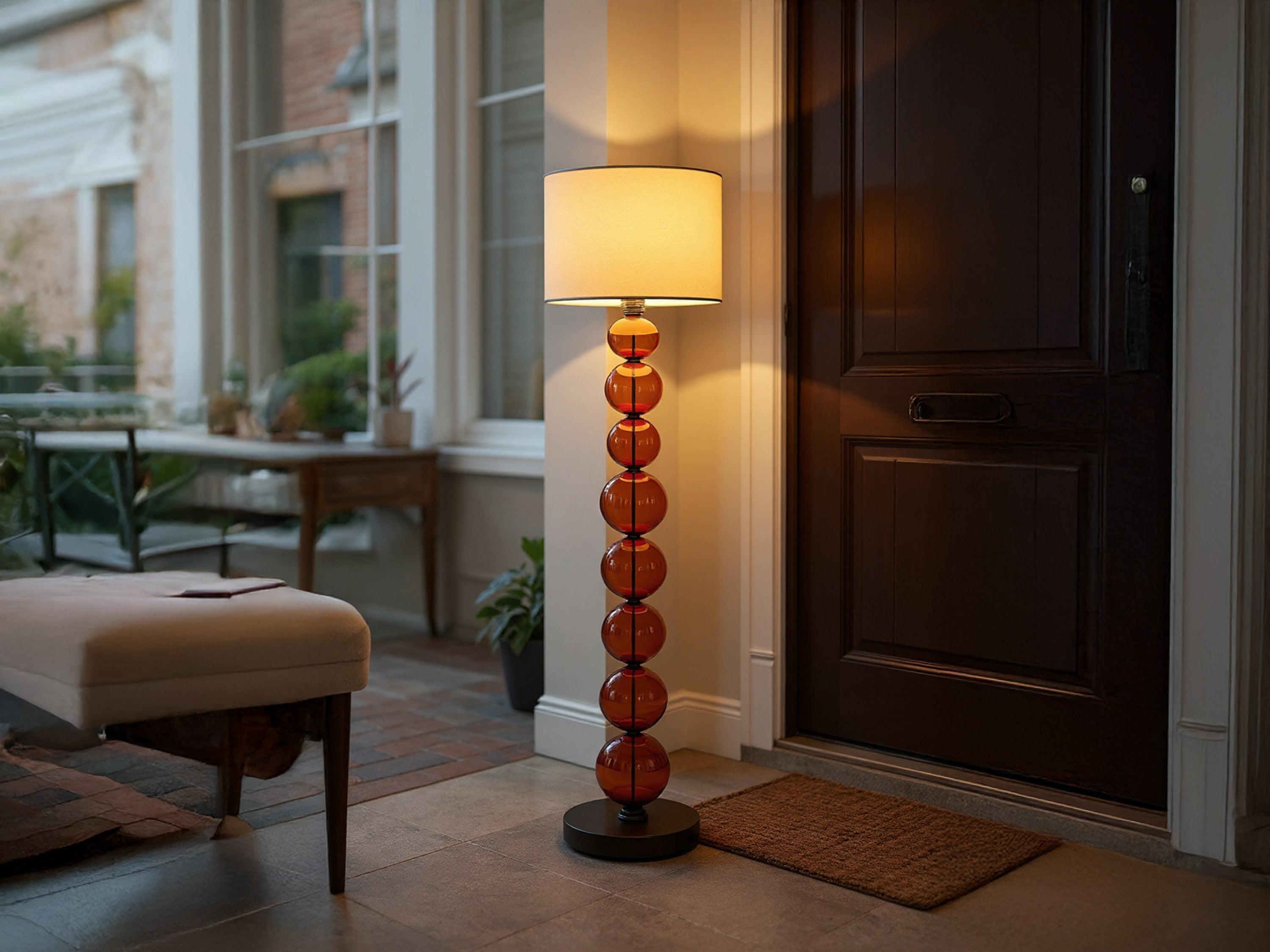 Customized Amber Blown Glass Floor Lamp